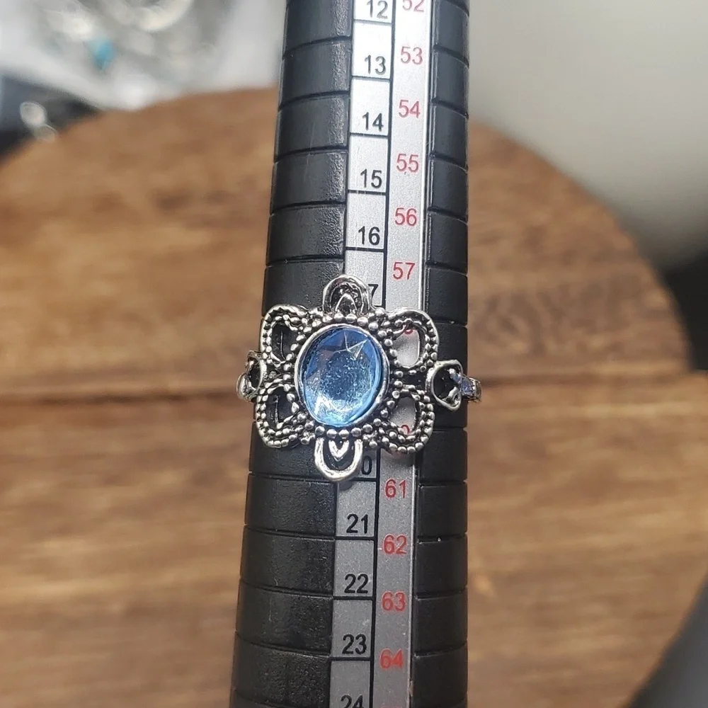 Size‎ 9 R123 blue glass ring sterling